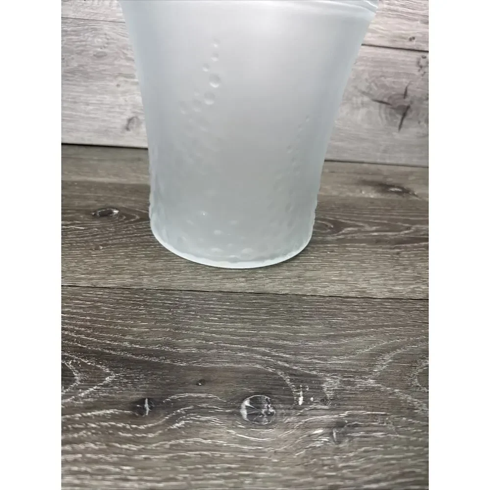 Vintage Italian Frosted Glass Ice Champagne Bucket Raised Grape Pattern 8.5”